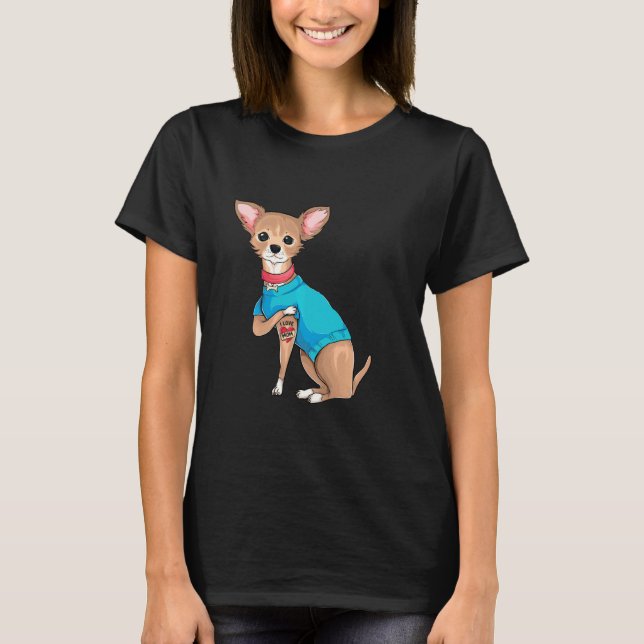 Camiseta Día De La Madre Perro Gracioso Chihuahua Amo A Mam (Anverso)