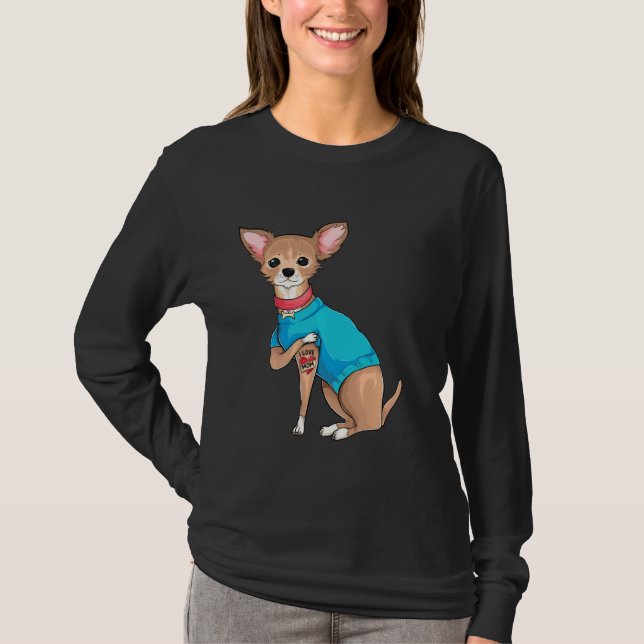 Camiseta Día De La Madre Perro Gracioso Chihuahua Amo A Mam (Anverso)