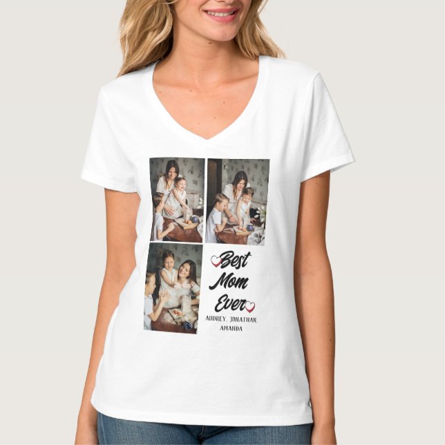 Camiseta Día de la Madre personalizado, tres regalos de col (Anverso)