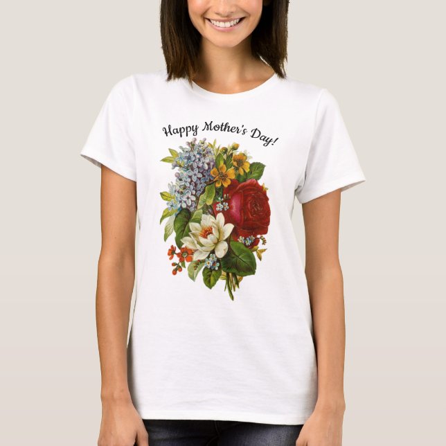 Camiseta Día de la Madre Romántico Verano Bouquet con Rosa  (Anverso)