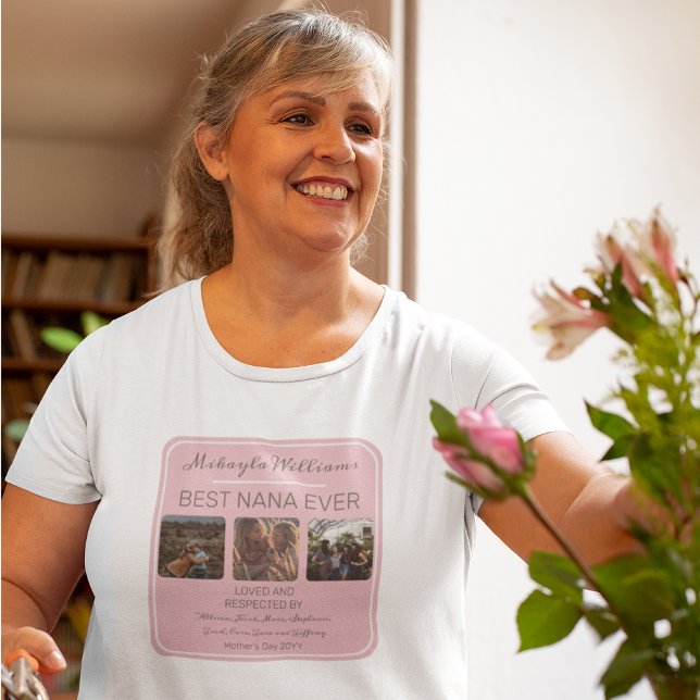 Camiseta Día de la Madre Rosa Mejor Nana De Tres Fotografía (Subido por el creador)
