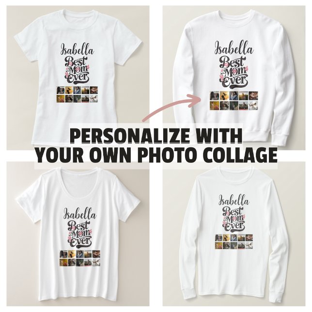 Camiseta Día de la Madre Trendy, mejor madre personalizada (Personalized Best Mom Ever Trendy Mother's Day T-Shirt and clothes)