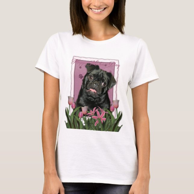 Camiseta Día de la Madre - tulipanes rosados - barro (Anverso)