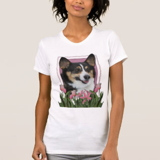 Camiseta Día de la Madre - tulipanes rosados - Corgi