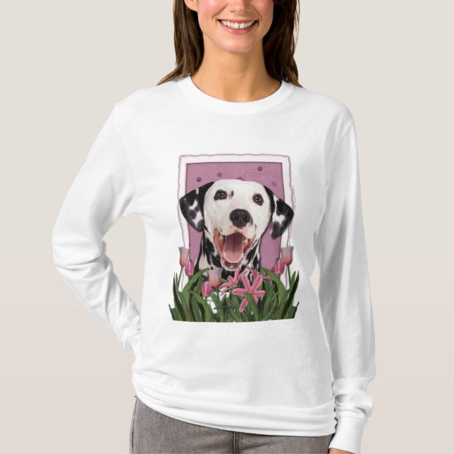 Camiseta Día de la Madre - tulipanes rosados - Dalmatian (Anverso)