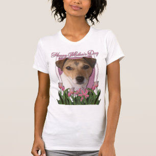 Camiseta Día de la Madre - tulipanes rosados - Jack Russel