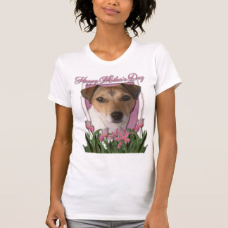 Camiseta Día de la Madre - tulipanes rosados - Jack Russell