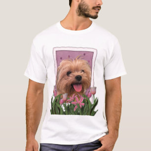 Camiseta Día de la Madre - tulipanes rosados - Morkie - de