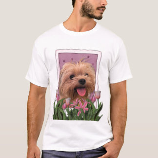 Camiseta Día de la Madre - tulipanes rosados - Morkie - de