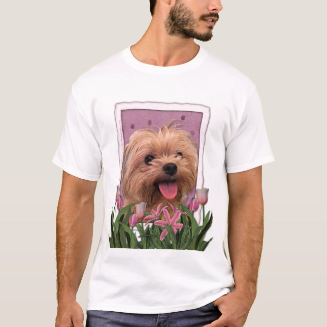 Camiseta Día de la Madre - tulipanes rosados - Morkie - de (Anverso)