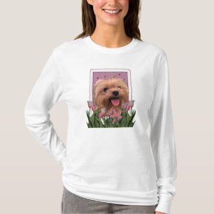 Camiseta Día de la Madre - tulipanes rosados - Morkie - de