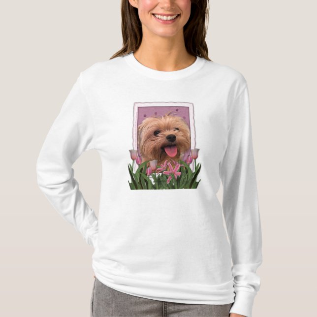 Camiseta Día de la Madre - tulipanes rosados - Morkie - de (Anverso)