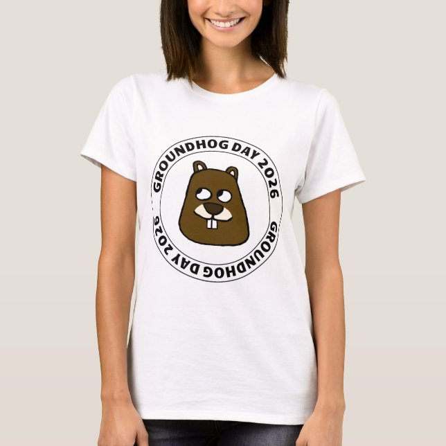 Camiseta Día de la marmota 2026 con cara de marmota (Anverso)
