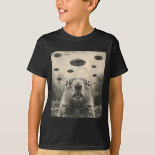 Camiseta Día de la Marmota Ufo Gráfico Retro Vintage Enco A