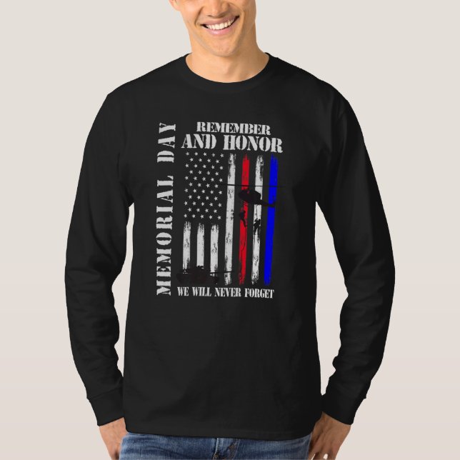 Camiseta Día de la Memoria Recuerde el honor nunca olvidar  (Anverso)