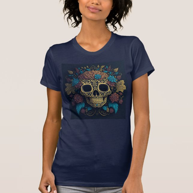 Camiseta Día de la Muerte de la Marina Turquesa Azul (Anverso)