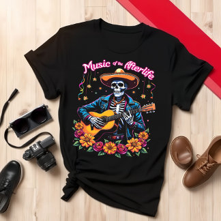 Camiseta Día de la Muerte de la Música de la Guitarra de la