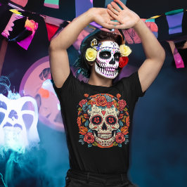 Camiseta Día de la Muerte del Cráneo de Azúcar en México