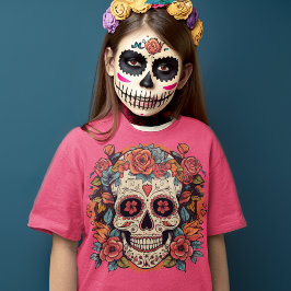 Camiseta Día de la Muerte del Cráneo de Azúcar Floral Mexic