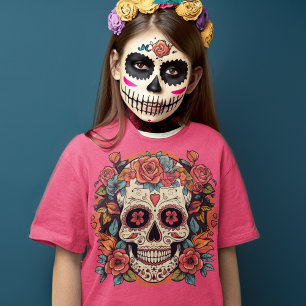 Camiseta Día de la Muerte del Cráneo de Azúcar Floral Mexic