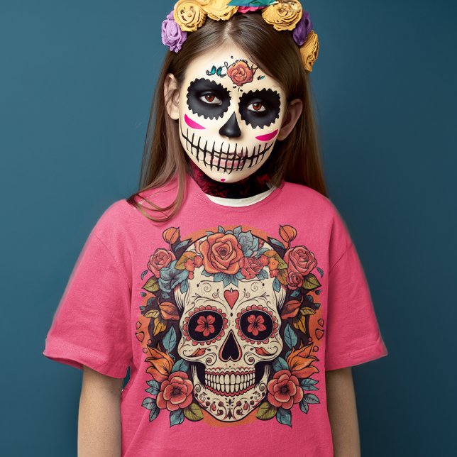 Camiseta Día de la Muerte del Cráneo de Azúcar Floral Mexic (Subido por el creador)
