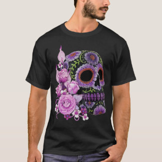 Camiseta Día De La Muerte Del Cráneo De Azúcar Negro De Flo