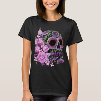 Camiseta Día De La Muerte Del Cráneo De Azúcar Negro De Flo