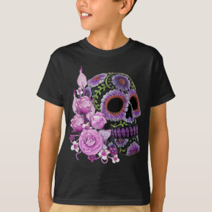 Camiseta Día De La Muerte Del Cráneo De Azúcar Negro De Flo