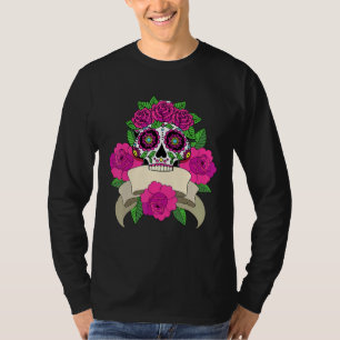 Camiseta Día de la Muerte del Cráneo del Azúcar Dia De Los