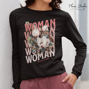 Camiseta Día de la Mujer con Flores Vintage de color acuáti