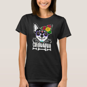 Camiseta Día De La Mujer Del Cráneo De Azúcar Muerto Perro 