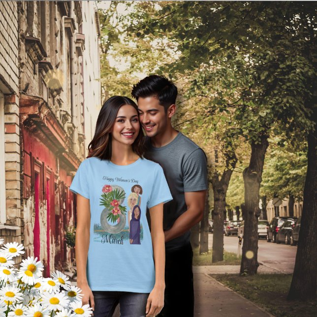 Camiseta Día de la Mujer Feliz | 8 de marzo azul (Happy Women's Day | March 8th blue T-Shirt)