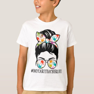 Camiseta Día De La Mujer Profesora De Guardería Vida Moño D