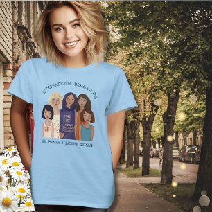 Camiseta Día de la Mujer Retratos de Mujeres Azul