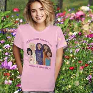 Camiseta Día de la Mujer   rosa de potencia chica