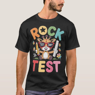 Camiseta Día de la prueba de roca Jirafa divertida Día de e