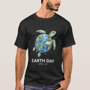 Camiseta Día de la Tierra 22 de abril eslogan tortuga salva