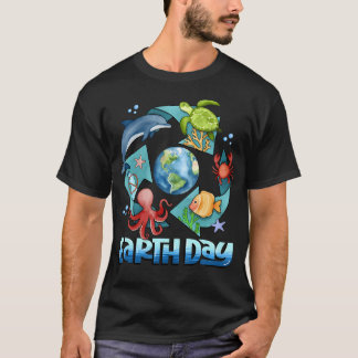 Camiseta Día de la Tierra Animales del Océano Reciclaje Día