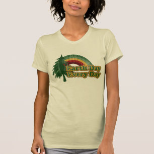 Camiseta Día de la Tierra cada día, árbol retro