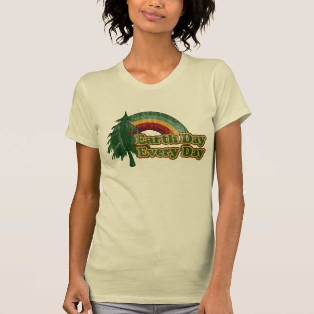 Camiseta Día de la Tierra cada día, árbol retro (Anverso)