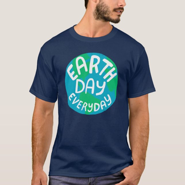 Camiseta DÍA DE LA TIERRA CADA DÍA Planeta con manillas (Anverso)