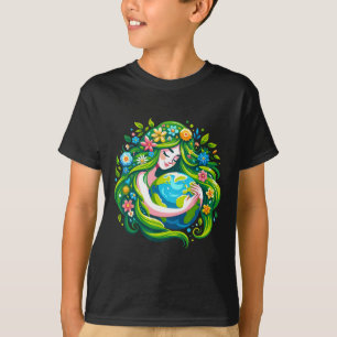 Camiseta Día de la Tierra de la Diosa Verde Salven a nuestr