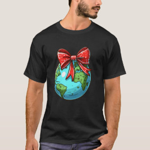 Camiseta Día de la Tierra Divertido Lindo Coquette Bow Día 