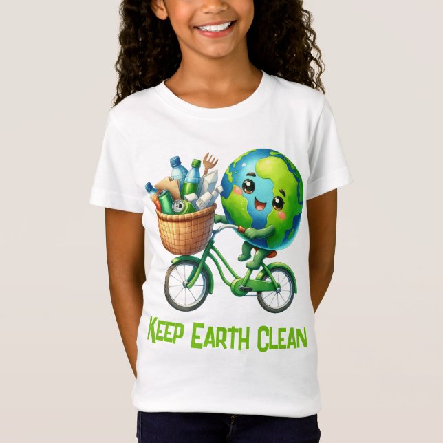 Camiseta Día de la Tierra Mantén la Tierra Limpia la Bicicl (Anverso)
