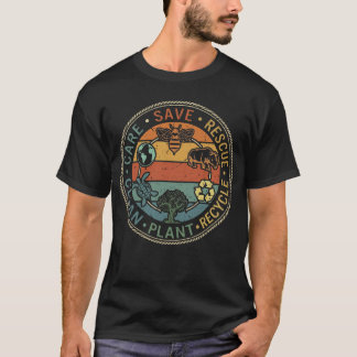 Camiseta Día de la Tierra Salva Abejas Rescata Animales Rec