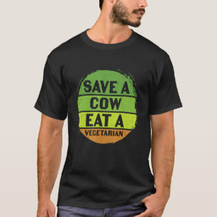 Camiseta Día de la Tierra Salven A Una Vaca Comer Un Recícl