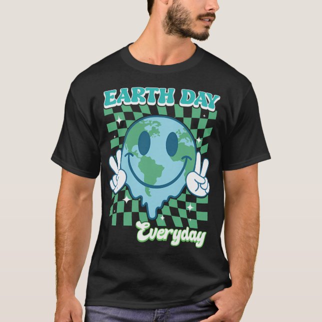 Camiseta Día De La Tierra Sonría Diario Cara Hippie 54ª Tie (Anverso)