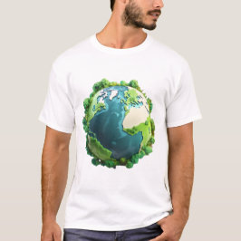 Camiseta Día de la Tierra - Tierra verde y azul con árboles