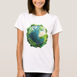 Camiseta Día de la Tierra - Tierra verde y azul con árboles