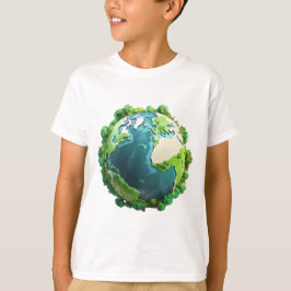 Camiseta Día de la Tierra - Tierra verde y azul con árboles